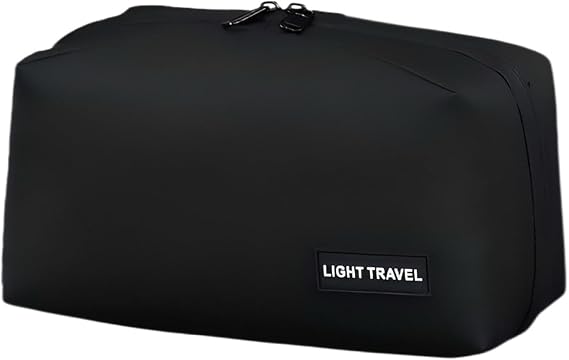 Black Travel Digital Organizer Bag, 9.1 X 4.3 X 4.3 In, Water Resistant Electronics Accessories Case, Multi-Grid Design For Cables And Chargers