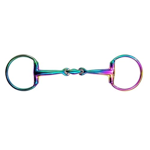 Rainbow Multi Color EGGBUTT Snaffle Horse Bits Double Jointed Horse Bit with Oval Link