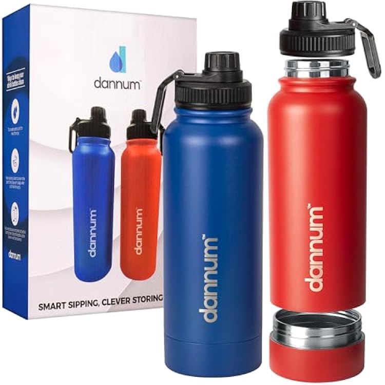 dannum Diversion Safe Water Bottle, 28oz, Diversion Water Bottle Safe, Headrest Safe, Beach Safe, Travel Safe, Red and blue