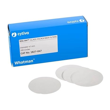 Whatman 1827-025 Glass Microfiber Binder Free Filter, 1.5 Micron, 3.7 s/100mL Flow Rate, Grade 934-AH, 2.5cm Diameter (Pack of 100)