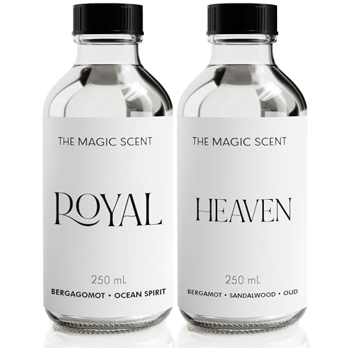 The Magic Scent Heaven and Royal Fragrance Oils Gift Set - Cold-Air & Ultrasonic Bergamot Oil - Aroma Diffuser Oils Scents for Home - Jasmine & Lemon Oil 2x250ml