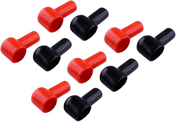 20pieces Black & Red Battery Terminal Cover Flexible Boot Insulating Protective Lug Cap 12x20mm