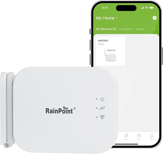 RAINPOINT Ethernet Gateway for WiFi Water Timer, Sprinkler Controller, Smart Hose Timer Valve, Drip Irrigation for Garden, Lawn, and Yard (Support WiFi & Ethernet Connection)