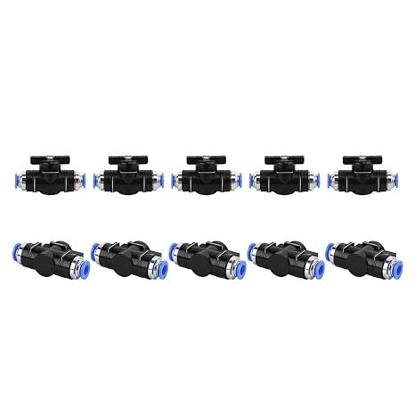 SNS Air Flow Control Ball Valve Hand Valve 1/2" OD Union Straight Plastic Push To Connect Fittings (10PCS) BUC-1/2