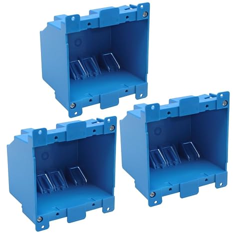 2-Gang Old Work Box,Blue,Plastic Junction Box for Switches, 3 Pack