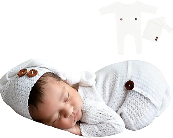 Winmany Newborn Baby Boys Girls Crochet Photoshoot Outfits Knitted Photography Outfits Props Romper Hats Set