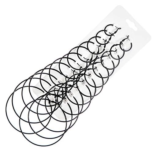 12 Pairs Hoop Earrings Set Big Circle Earring Fashion Jewelry for Women,Dia 2-7.5cm