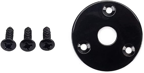 SUPVOX Round Jack Plate with Mounting Screws for Electric Guitar and Bass Input Jack Replacement Sturdy Nickel-Plated Black Socket