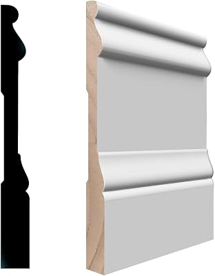 RMB VICB 916 in.D x 5 14 in.W x 96in.L Primed Finger-Joined Pine Baseboard 5-pcs 40 Ft Total