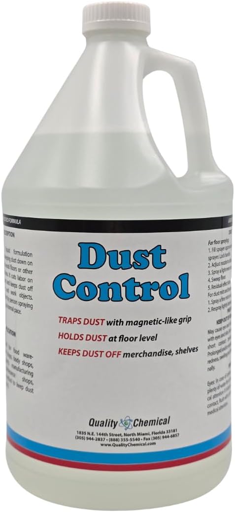 Quality Chemical Dust Control Spray Professional Floor Dust Suppressant for Concrete & Wood Floors Traps Dust with Magnetic-Like Grip, Warehouses, Body Shops, Manufacturing 128 oz (Pack of 1)