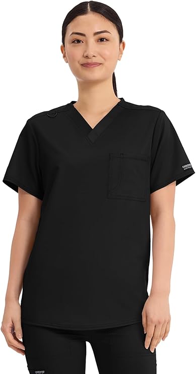 Cherokee Revolution Scrub Top for Women & Men V-Neck Medical Shirt | Unisex Modern Fit, 1 Chest Pocket, Ultra Soft 2-Way Stretch Fabric, Tuckable Style, Breathable Comfort, Side Vents, Easy Care