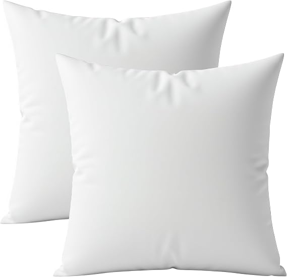 Digital Decor Decorative Throw Pillow Inserts 18x18 Set of 2, Luxury Down Alternative Hypoallergenic Cushion Forms for Sofa, Couch & Bed, Made in USA Square Pillow Inserts, White
