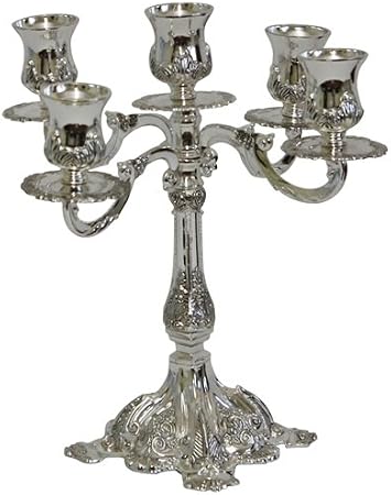 Silver Plated Candelabra with 5 Branches 9.5" Height