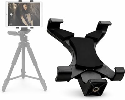 Acuvar Universal Tablet Tripod Mount Holder, Adjustable Stand Adapter for iPad, Samsung Galaxy Tab & Surface, Fits 811 Inch Tablets Vertical & Horizontal, Compatible with Tripods & Monopods