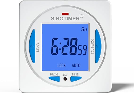 12V DC/AC TM628 Ultra LCD Display 7 Days Programmable Digital Timer Switch Second Interval with 4 Connecting Wires (Blue Backlights), Panel Mounted with Enclosure.