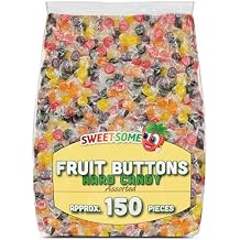 Assorted Fruit Buttons Classic Hard Candy in a Rainbow of Fruity Flavors, Individually Wrapped, Bulk Old-Fashioned Sweets 2 lb Bag