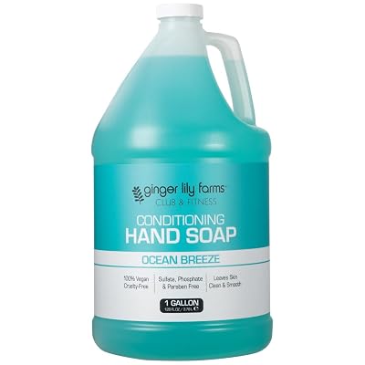 Ginger Lily Farms Club & Fitness Conditioning Liquid Hand Soap Refill, 100% Vegan & Cruelty-Free, Ocean Breeze Scent, 1 Gallon 128 fl oz