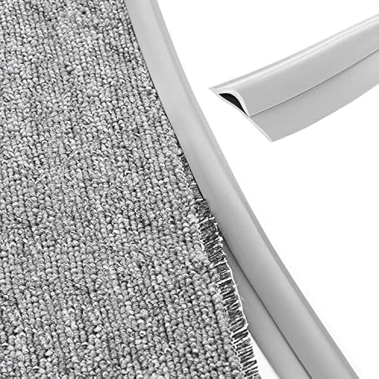 Carpet Edge Binding Trim, Self Adhesive Grey Floor Transition StripRugs Edging Bar for Indoor Doormat Protect, Flexible PVC Seal Molding for Robot Vacuum Cleaner 700cm 23ft