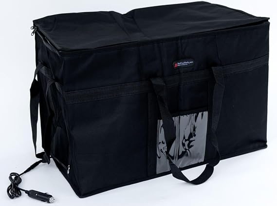 Heated Insulated Food Delivery Bag, XL Pizza Delivery Bags for Hot and cold Food,Commercial, Large Capacity Reusable Warming Bag, Black Delivery Bag+ Heating Bag, 23x14)