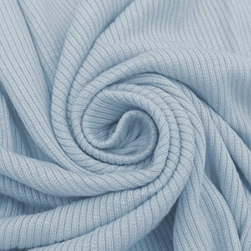 Stylish Fabric 2x1 Rib Knit Stretch Fabric by The Yard Sample Swatch 7x10 Inches, Misty Blue