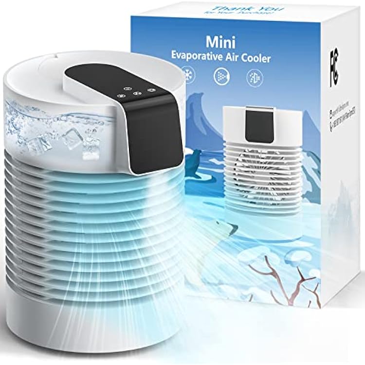 Mini Portable Air Conditioner, 9 Personal Air Cooler & Humidifier, 360 Rotation & 3 Speeds, USB Rechargeable Portable Air Cooler , 4000mAh Battery Operated, Evaporative Air Cooler for RoomTravel