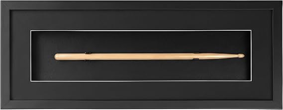 Lineshading Universal Drumstick Display Frame Set 239 Inch Black Frame with Matting Drumstick Wall Mount Display Case, UV Protection, Black White Trim