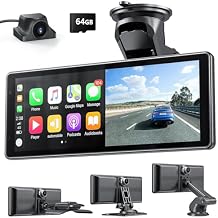 Carplay Screen for Car,8.1" HD IPS Wireless Portable Stereo for Apple Carplay&Android Auto,Car Audio Receivers with 4K Dash Cam/1080P Rear Camera,Black