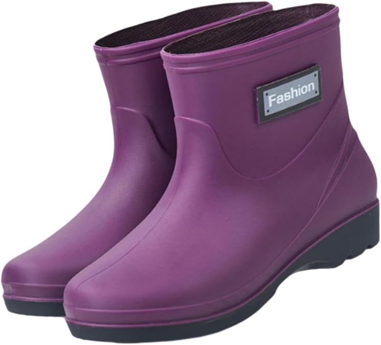 Waterproof Anti Slip Rain Boots Lightweight PVC Mid Calf Rain Shoes for Women Men Outdoor Hiking Travel
