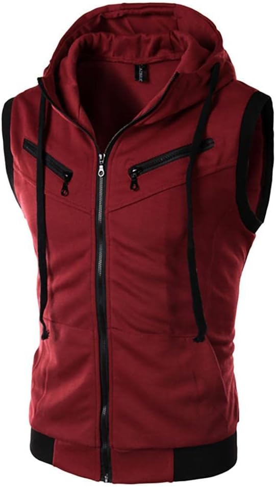 Fitness Hoodies for Men Zipper Sleeveless Workout Tank Tops Casual Gym Bodybuilding Cut Off Muscle T-Shirt Sport Vests