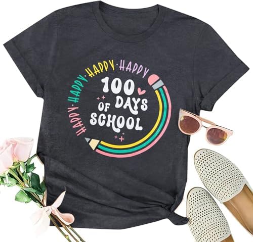 100 Days of School Shirt Retro Disco Hearts 100th Day of School T-Shirt Teacher Life Tees School Celebration Gift Tops