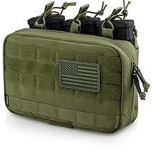 WYNEX Tactical Mag Admin Pouch, Molle Utility Tool Pouch Medical EMT Organizer with Triple Stacker Magazine Holder for M4 M16 Patch Included