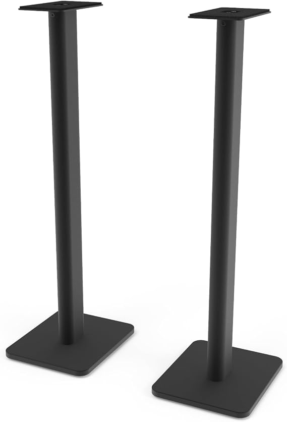 Kanto SP32PL Universal Speaker Floor Stands for Bookshelf Speakers | 32" Tall | Two Sizes Rotating Top Plate w/ Foam Padding | Carpet & Hardwood Feet | Hidden Cables | 14-20 Mounting | Pair | Black