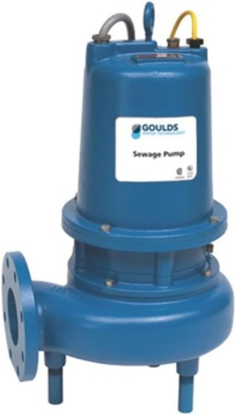 Goulds 4SD52H3BA, 4SD Series, Submersible Sewage Pump With Seal Sensor Probe, 3 HP, 230 Volts, 3 Phase, 4 Flanged Horizontal Discharge, 485 GPM Max, 46 ft Max Head, 20 ft Cord, Manual, Dual Seal