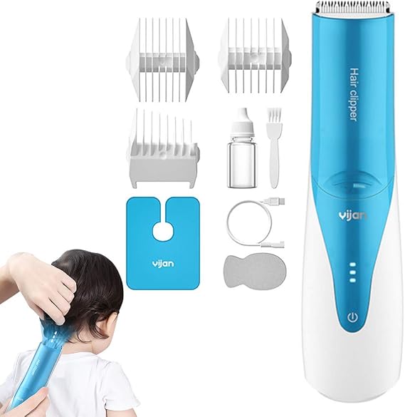 Baby Hair Clipper, Automatic Broken Hair Suction Hair Trimmer, Silent USB Rechargable Hair Clippers for Children, Toddler Waterproof Haircut Machine, Efficient Cordless Haircut, Blue