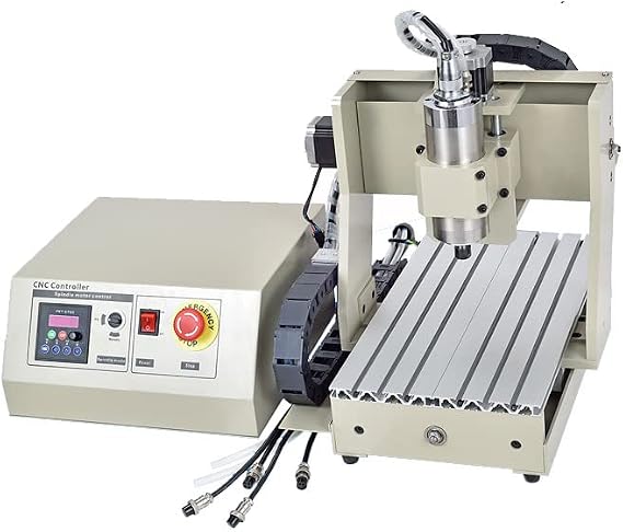 CNC Router Machine Round Rail CNC 3-axis 3020 Desktop Engraving Machine with Emergency Button, 800W Variable Frequency Spindle, ER11 Nut 6mm Collet for Wood Plastic Acrylic PCB Boards