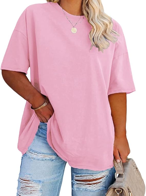 Fisoew Women's Plus Size T Shirts Oversized Tees Summer Half Sleeve Tops