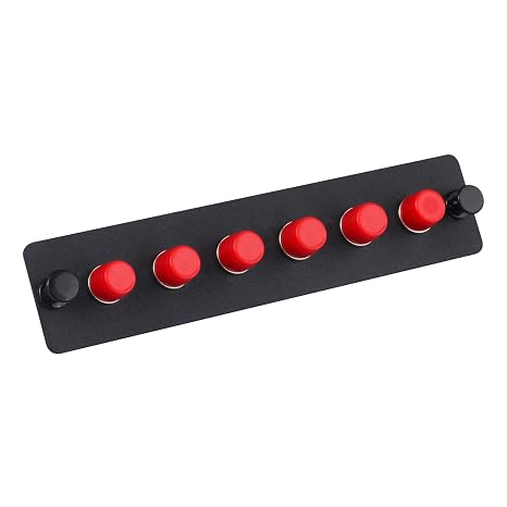 6 Simplex FC/UPC Fiber Patch Panel with Simplex Singlemode Red FC Adapters, 6 Fiber Ports