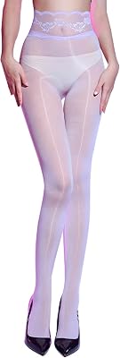 Womens Oily Shiny Pantyhose Seamless Sheer Tights 8 Denier High Waist Lace Gloss Stockings