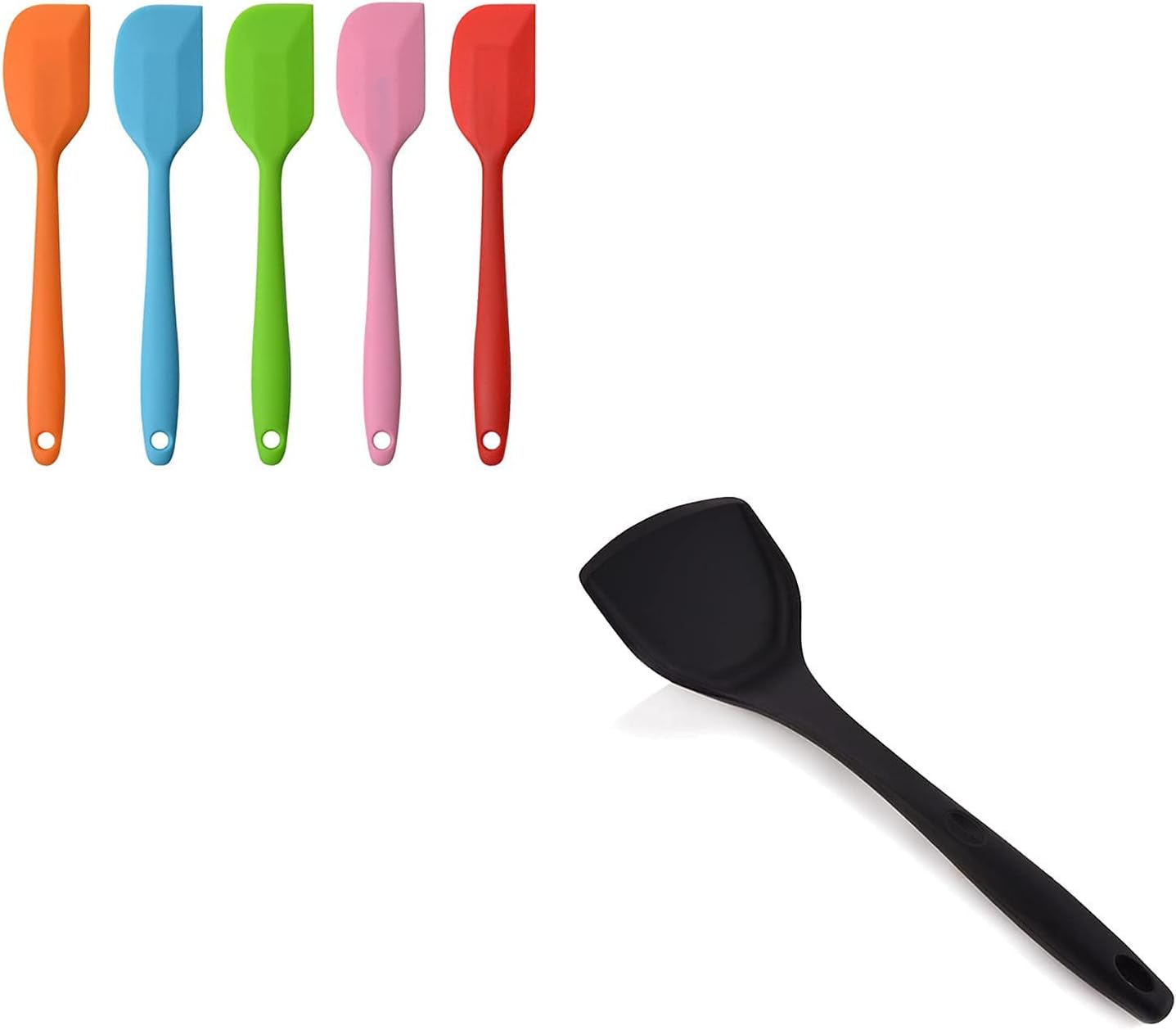 5-piece Small Spatulas  Black Silicone Wok Spatula