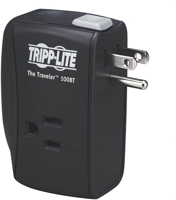 Tripp Lite 2 Outlet Portable Surge Protector Power Strip, Direct Plug In, Tel/Ethernet Protection, Lifelong & $50,000 INSURANCE (TRAVELER100BT)