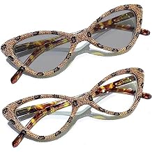 Sparkling Crystal Frame Cat Eye Rhinestone Reading Glasses for Women Transition Photochromic Sunglasses Reader