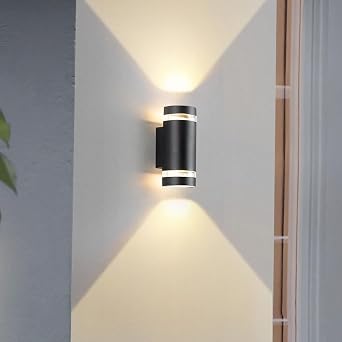 Modern Outdoor Wall Lamps Minimalist IP65 Waterproof Up Down Aluminium Outside Wall Lights Fixture Lighting Sconce Light GU10 for Courtyard Garden Garage Corridor 1 Pack(Included LED)