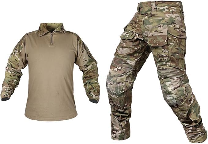 SINAIRSOFT Mens Tactical Uniform with Knee Pads,G3 Combat Army BDU Pants Shirt,Airsoft Paintball Hunting Outdoor Suit