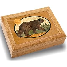 Wood Art Bear Box - Handmade in USA - Unmatched Quality - Unique, No Two are the Same - Original Work of Wood Art. A Black Bear Gift, Ring, Trinket or Wood Jewelry Box (#2111 Black Bear 6x8x2)