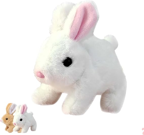 My Realistic Bunny Toy, Easter My Realistic Interactive Bunny - Jumping,Twitching and Shaking Ears(White)