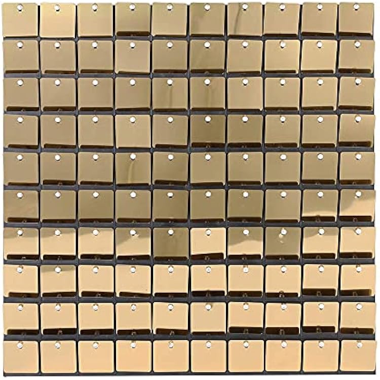 Shimmer Wall Panels,Sequins Backdrop,15 Panels,Great for Events,Home Decoration,Birthday Party Golden Yellow