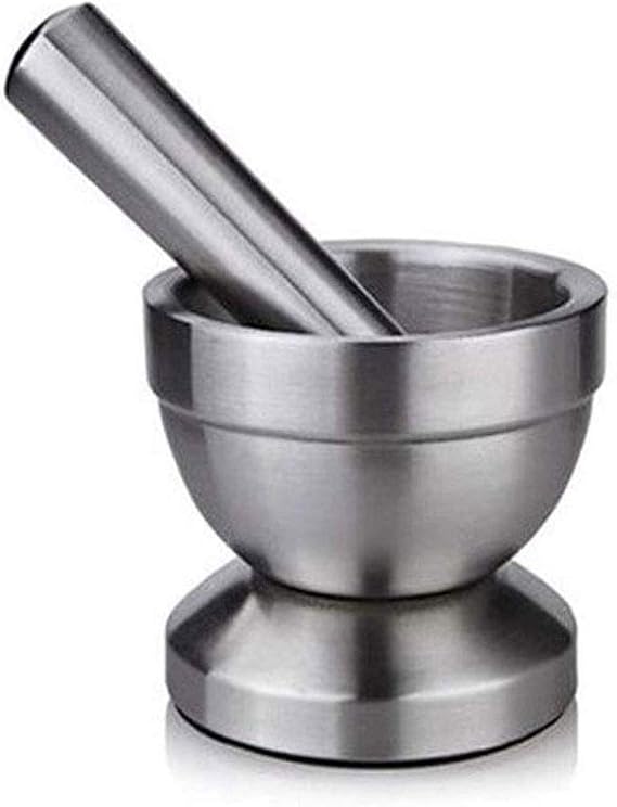 Stainless Steel Hand Masher & Bowl,Mortar and Pestle Set Kitchen Supplies