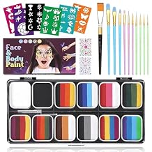 Face Painting Kit,12 Split Palette Face Paint Kit Professional For Kids Adults, Make Up Kit with Body Paint for Christmas, Halloween ,Parties, Birthday,