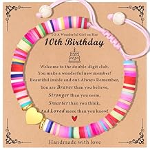TAGOMEI Birthday Gifts for Girls Heart Charm Bracelets as 3 4 5 6 7 8 9 10 11 12 13 16 Year Old Girl Birthday Gift, Beaded Bracelets as Happy Birthday Gifts for Daughter Granddaughter Niece Sister