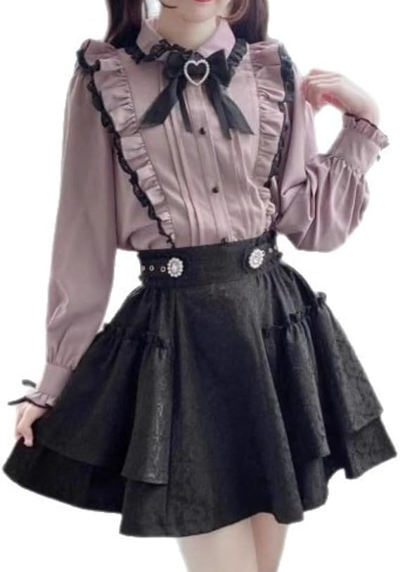 Jirai Kei Y2K Kawaii Shoujo Girl Clothes Blouses Skirts Jfashion Outfits Goth Punk Harajuku Gyaru Outfits